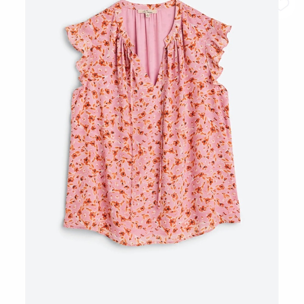 Les Serein pink floral sleeveless shirt Size 1X